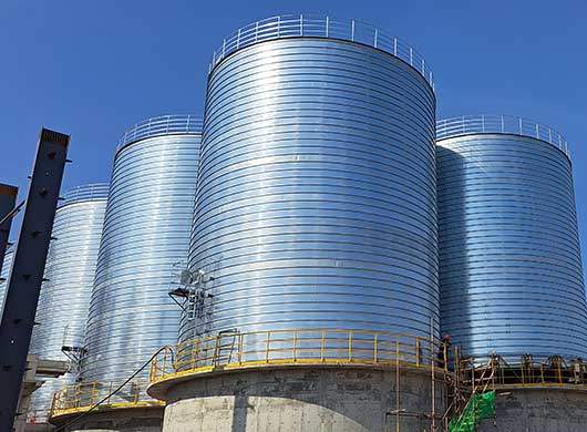 Sinoma Shandong Engineering 8×2,500T Spiral Sealing Steel Silo